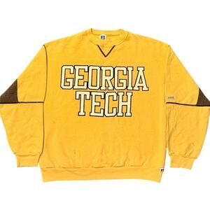 Vintage 80s Georgia Tech Yellow Russell Athletic Crewneck Adult Medium